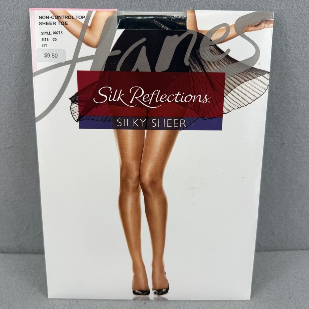 Hanes Silk Reflections Silky Sheer Non-Control Top Pantyhose 715 Jet CD